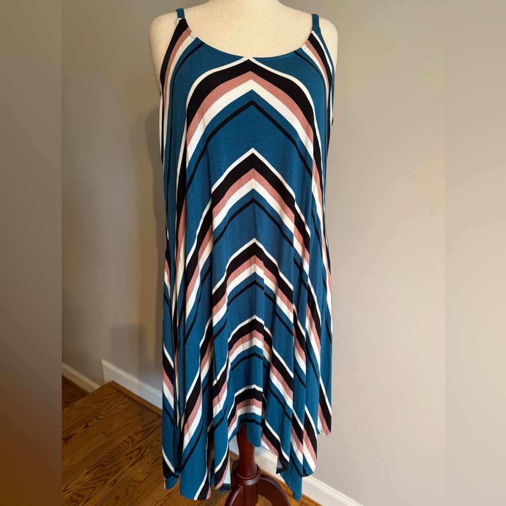 Torrid Teal Blue Stripe Supersoft Cami Dress - Torrid Size 3 (22-24, 3X)